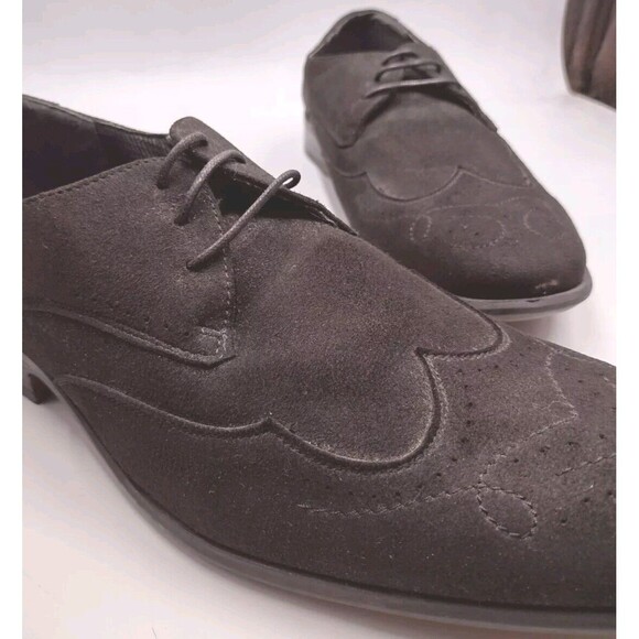 Men's Vegetarian Shoes Black 13 M Oxford Formal Vegan Suede Made In Portugal - Picture 11 of 11